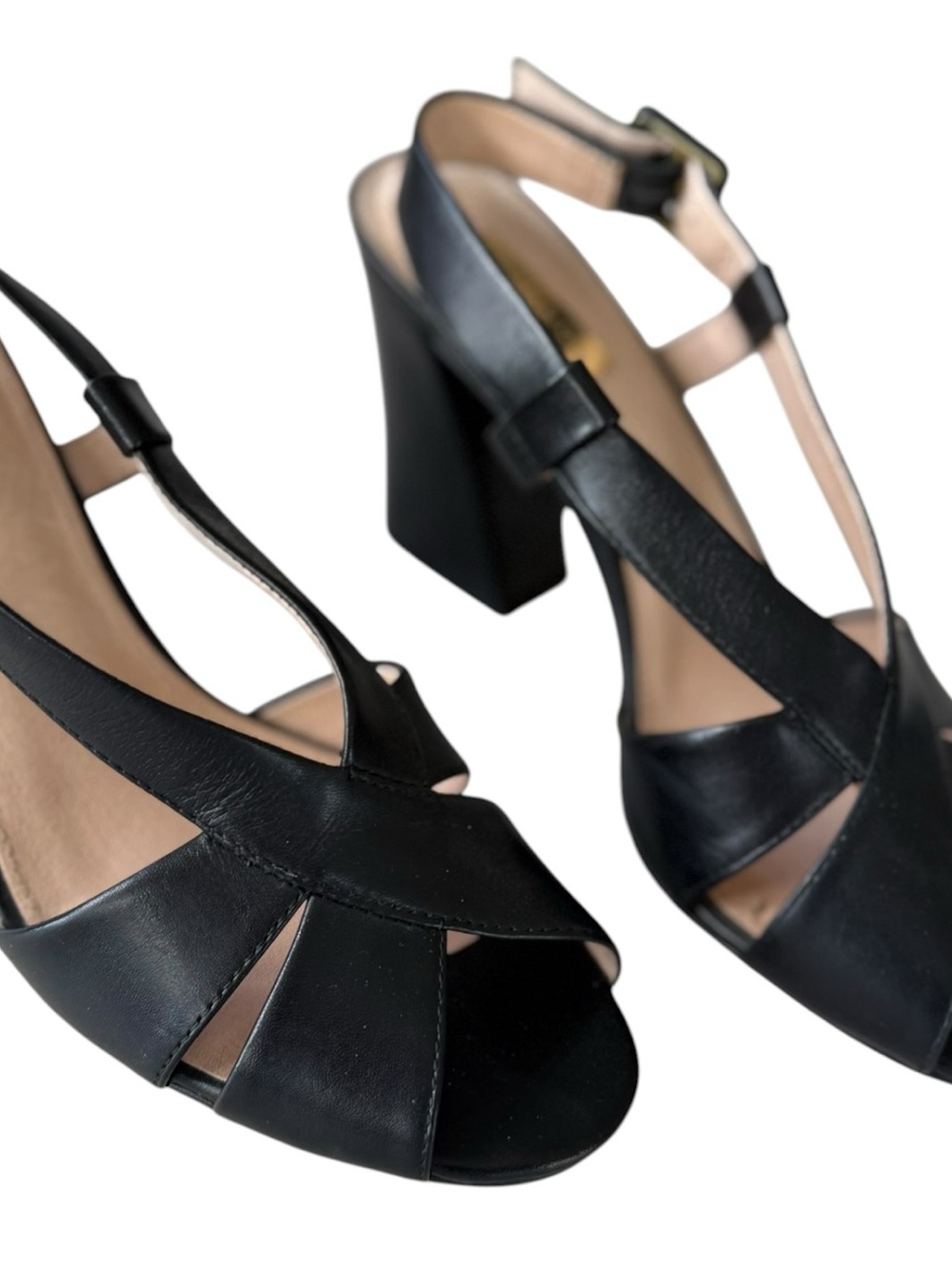 Louise et Cie Black Leather Crisscross Slingback Heels